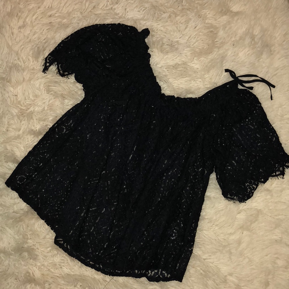 Black Eyelet Top